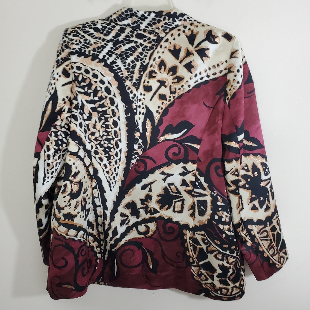 NWT Chico's Blazer Jacket Red Maple Large Business Casual Satin Modern Boho - Picture 11 of 14